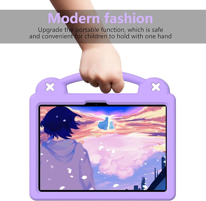 AKABEILA Compatible with Xiaomi Pad 7/Xiaomi Pad 7 Pro 11.2 inch 2024/Xiaomi Pad 8 2025 11.2 inch Tablet Case, Kids Friendly Universal Protective Case with Shoulder Strap & Stand Handle Light Purple