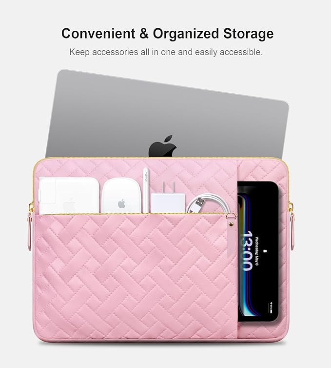 Lacdo Laptop Sleeve Case for 16 inch New MacBook Pro M5 Pro/Max A3428 A3429 (2026), M4/M3/M2/M1 A3403 A3186 A2991 A2780 A2485 2024-2019 | 15 inch Surface Laptop 7 6 5 4 Computer Bag, Sakura Pink