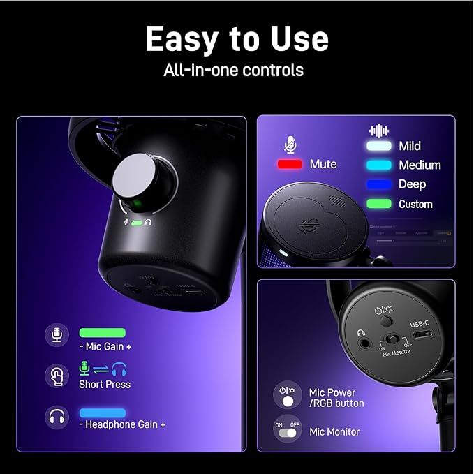MAONO Wireless/USB Microphone for PC, Condenser Gaming Mic with Software AI Voice Change,3-Level Noise Cancellation,Custom RGB, for Streaming Recording Podcast PS5 PS4 Twitch YouTube, DM40 Pro