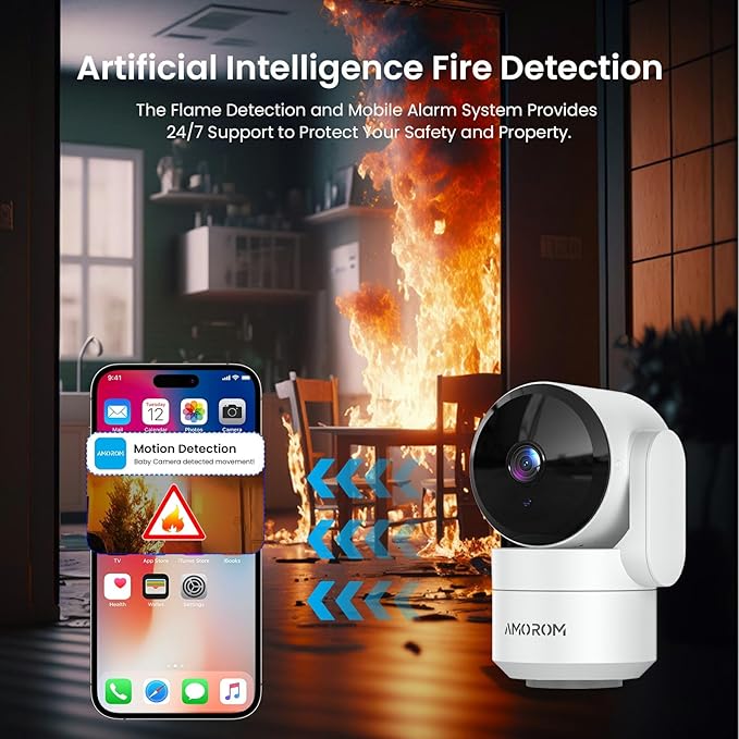 AMOROM Indoor Security Camera 360° with Pan/Tilt, Pet Dog Baby Monitor, 1080P HD Night Vision, Motion Detection, 2-Way Talk, Alexa & Google Home Compatible (2.4GHz WiFi)