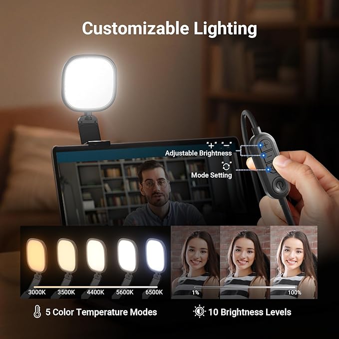 NEEWER Basics 5" 10W Monitor Light for Video Conference, Bi Color Edge Lit USB LED Panel Ring Light with Stand, CRI95 Lamp Lighting for Laptop Computer Webcam Zoom Call Desk Streaming Recording, NL10