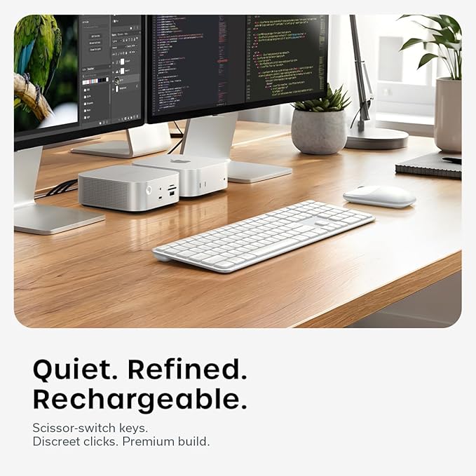 Satechi Wireless Keyboard and Mouse Combo, Slim CEX3 with Multi-Device Bluetooth Pairing and USB-C Receiver Connectivity, Designed for Full-Size Productivity Workspaces, Silver