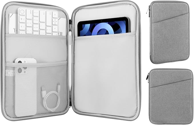 MoKo 9-11 Inch Tablet Sleeve Case, Fits New 11inch iPad Air M4/Pro M5, iPad A16 11", i-Pad 10/9/8/7th/Air 5/4th 10.9"/10.2", Tab S9/S8 11", Protective Bag Carrying Case with Pocket,Light Gray