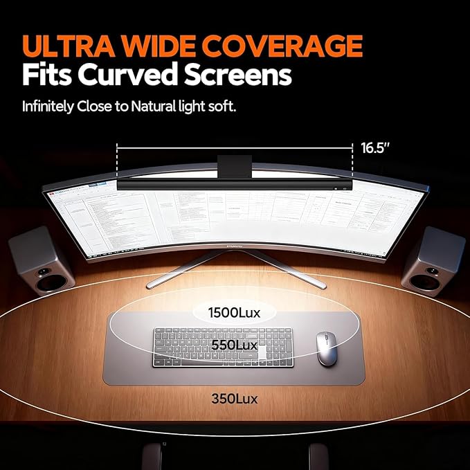 LYMAX Computer Monitor Light Bar, USB Computer Lamp Dimmable Screen Light Bar, Adjustable Brightness/Color Temperature with Touch Contror, No Screen Glare, Space Saving for Home Office Desk Light