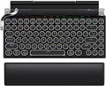 7KEYS Typewriter Keyboard Wireless Retro Style, Vintage Classical Mechanical Keyboard with Bluetooth for IPAD PC/Laptop Mac/Phone (Black+Wrist)