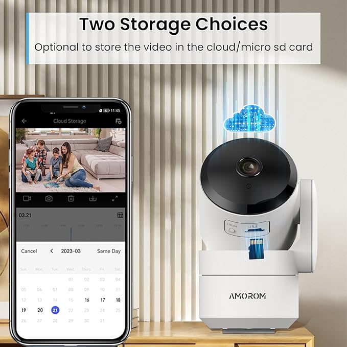 Indoor Security Camera with 360 Monitor, Home Cameras with 2-Way Audio, Night Vision, Motion Detection, Phone App, Cloud & SD Card Storage, Work with Alexa/Google, 2.4GHz WiFi and Bluetooth, 4 Pack