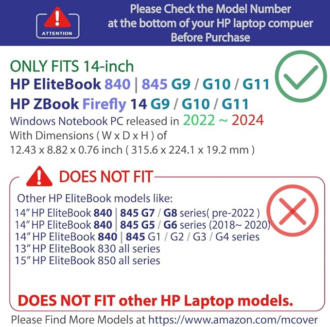 mCover Case Only Compatible for 2022~2024 14" HP EliteBook 840 (Intel CPU) | 845 (AMD CPU) | ZBook Firefly 14 G9 / G10 / G11 Series Windows PC (NOT Fitting Any Other HP Models) - Red