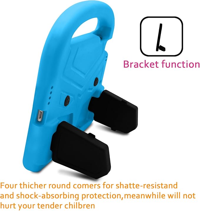 Kids Case for 7.9" iPad mini 5/Mini 4/Mini 3/Mini 2/Mini 1, Friendly Silicone Shockproof Cover with Handle Kickstand for Apple iPad mini 5th (2019), Mini 4th/ 3rd/ 2nd/1st Generation, Blue