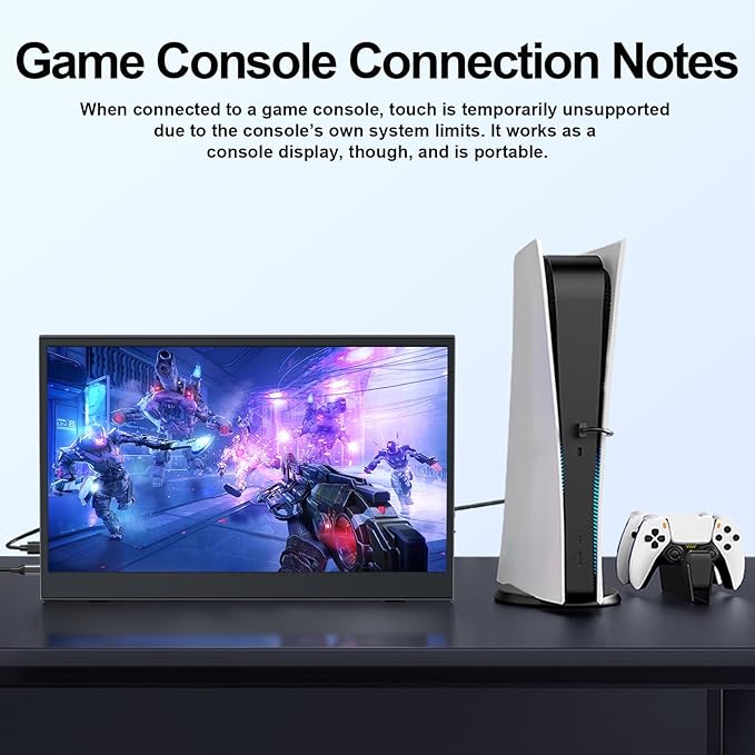 Portable Touch Monitor, 15.6-inch 10-Point Capacitive Touch, FHD 1080P Resolution, IPS Screen, Metal Casing, Compatible with PC/Laptop/Mac/Mobile Devices/PS4/PS5/Xbox/Switch