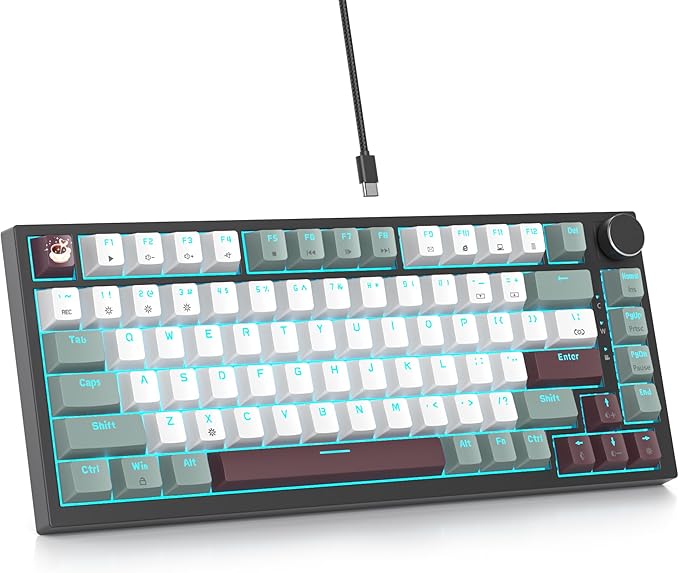 Mist 75% Wired Gaming Keyboard - Hot Swappable, Gasket Mount, Red Switch, RGB Backlit 82-Key TKL Mechanical Keyboard, NKRO for PC/Laptop Windows Gamers