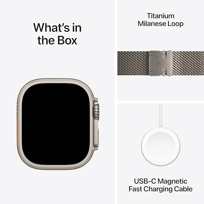 Apple Watch Ultra 3 [GPS + Cellular 49mm] Running & Multisport Smartwatch w/Rugged Titanium Case w/Natural Titanium Milanese Loop - L. Satellite Communications, Advanced Health & Fitness Tracking