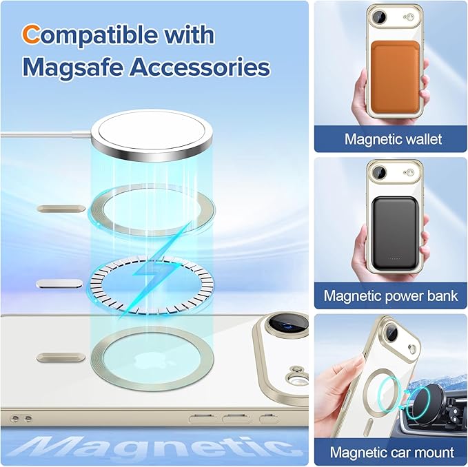 Hython Magnetic Clear for iPhone Air Case with Camera Lens Protector [Compatible with MagSafe] Luxury Plating Edge Slim Soft TPU Cover Protective Phone Case for iPhone Air 6.5", Matte Gray
