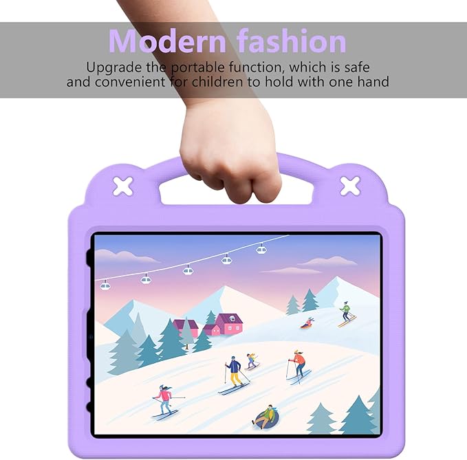 Dteck for iPad 10th Generation Case 10.9 Inch 2022, EVA Cute Bear Kids Case Shockproof Rugged Protective Kickstand Boy Girl Cover with Pencil Holder for iPad 10th Gen 10.9 Inch 2022, Purple