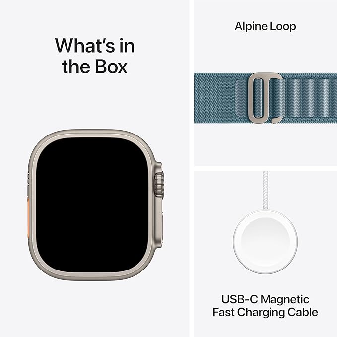 Apple Watch Ultra 3 [GPS + Cellular 49mm] Running & Multisport Smartwatch w/ Rugged Titanium Case w/ Light Blue Alpine Loop - L w/ AppleCare+ (2 years)