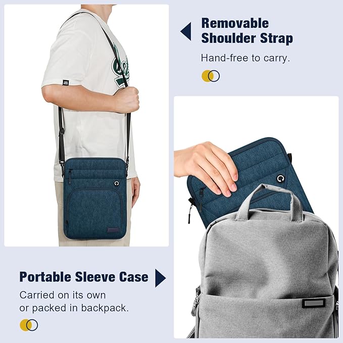 MoKo 9-11 Inch 360° Protective Tablet Sleeve Bag with Earphone Hole & Multi-Pockets, Fits New 11-inch iPad Air M4 2026 & iPadPro 11 M5,iPad A16,iPad10/5/4. 10.9,iPad9/8. 10.2,Tab S8/S9 11, Indigo