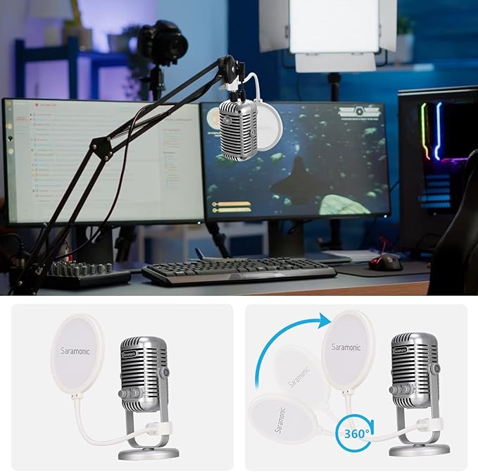 Saramonic XMIC-Z5 USB Condenser Microphone for PC, Mac, Gaming, Recording, Streaming, Podcasting - 2 Pickup Patterns, Noise Cancelling, 2-Year Warranty