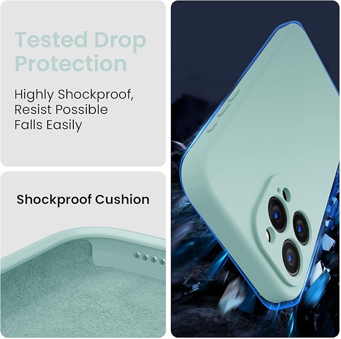 FireNova Designed for iPhone 16 Pro Max Case, Silicone Upgraded [Camera Protection] Phone Case with [2 Screen Protectors], Soft Anti-Scratch Microfiber Lining Inside, 2024, Mint Green