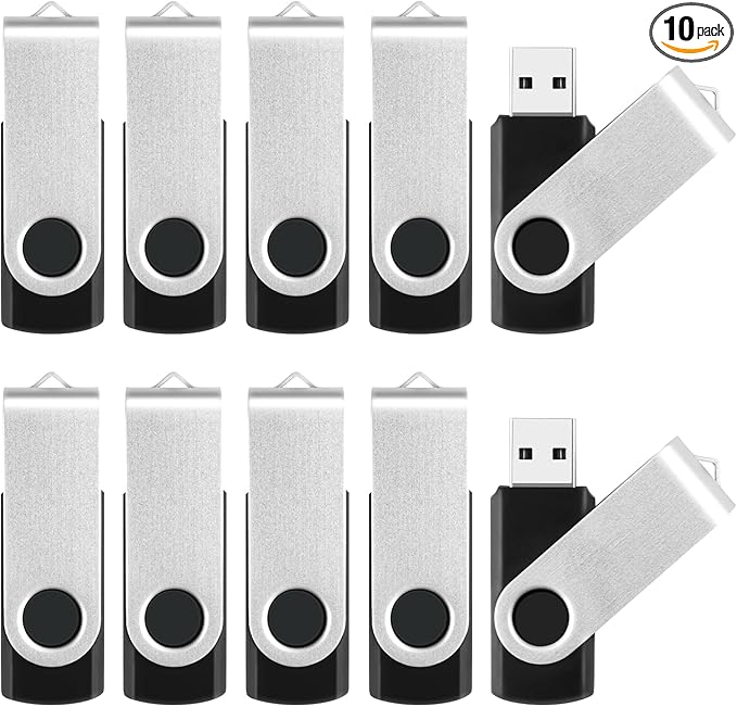 16GB Flash Drive 10 Pack Thumb Drive, USB2.0 Memory Stick Jump Drive Pendrive with LED Indicator, Bulk USB Drive Swivel Flashdrive, USB Storage Flash Drive Zip Drives Photo for Backup and Transfer