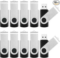 1GB USB Flash Drive 10 Pack, USB2.0 Thumb Drives Memory Stick Jump Drive with Light, Swivel USB Drive Zip Drive Bulk Flashdrive Pen Drive for Backup and Transfer, USB Storage Flash Drive Photo Stick