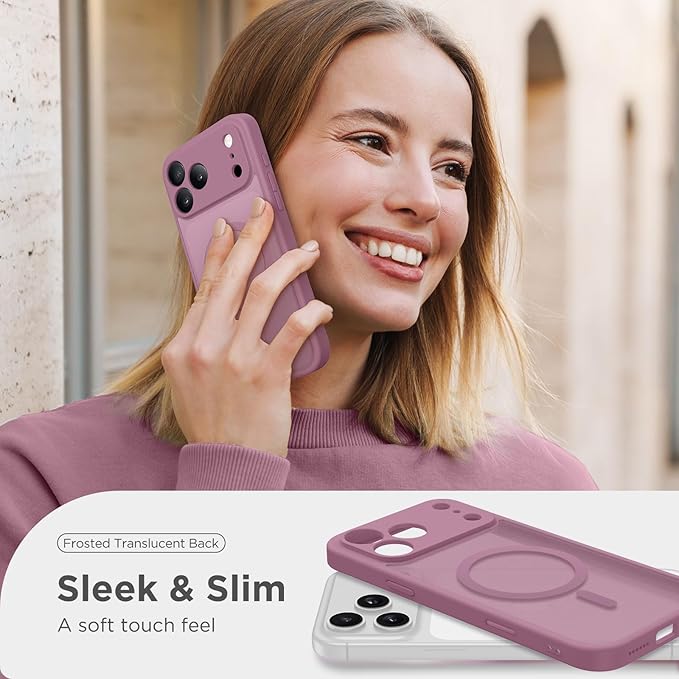 CAPRARO Magnetic for iPhone 17 Pro Case, Upgraded [Full Camera Protection] [Compatible with MagSafe] Protective Translucent Matte Women Girl Phone Case Cover, Black Currant