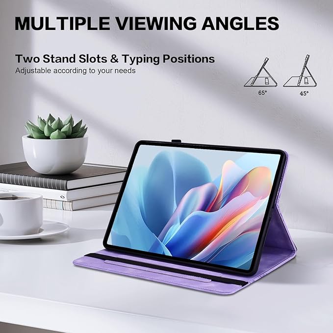 Case for iPad mini 7 2024 (A17 Pro) / 6 2021, iPad mini 7th/6th Generation Case 8.3 inch, Embossed PU Leather Stand Cover with Card Slots, Purple