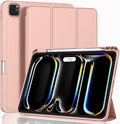 ZryXal iPad Pro 11 Inch Case (M5) 2025/ (M4) 2024 (Model: A2836/A2837/A3006), Trifold Stand Smart Cover with Pencil Holder and Soft TPU Back, Auto Wake/Sleep (Rose Gold)