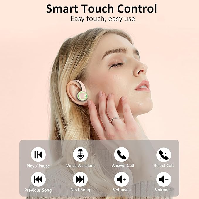 Matast Wireless Earbuds, Bluetooth 5.4 Headphones Sports, 50H Playback Over-Ear Buds with ENC Noise Cancelling Mic, 3D HiFi Stereo Fitness Earphones with Earhooks, IP7 Waterproof Headset for Runing