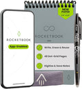 Rocketbook Mini Reusable Smart Notepad, Pocket Size Notebook 3.5x5.5, Gray - Dotted Pages, App-Connected, Erasable, Ideal for On-The-Go List Taking & Quick Notes Anywhere