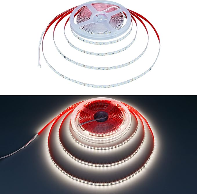 DC 24V 32.8ft(10M) LED Strip Light Natural White 4000K 1200LEDs 2835 SMD 90W High Brightness 7200LM No-Waterproof IP20 Flexible Ribbon for Hallways Stairs Decoration Lighting(No Power Supply)