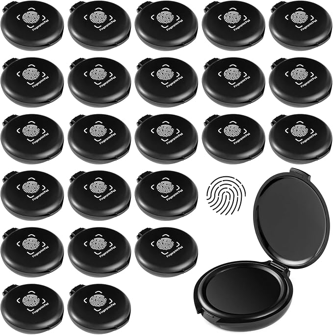 24PCS Fingerprint Thumbprint Ink Pads, Mini Black Water-Based Ink Stamp Pads for Notary Supplies, Office, ID Security, Law Enforcement, Fingerprint Cards, Home Use Office use