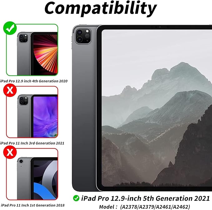 Case for iPad Pro 12.9-inch 2022/2021(6th/5th Gen),iPad Air 13 Inch(M4/M3/M2,2026/2025/2024)with Pencil Holder,2nd Gen Pencil Charging,Auto Sleep/Wake,Flexible TPU Protective Cover(Light Blue)