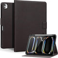 Genuine Leather Case for iPad Pro 11 inch Case (M5) 2025 / (M4) 2024 | with Pencil Holder and Adjustable Stand, Magnetic Closure, Auto Wake/Sleep Cover | Dark Brown