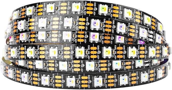 BTF-LIGHTING RGBW RGB+Warm White SK6812 (Similar WS2812B) 4 Colors in 1 LED Strip Individually Addressable 16.4ft 60Pixel/m 300LED Light Dream Color IP30 DC5V Black PCB (No Adapter or Controller)