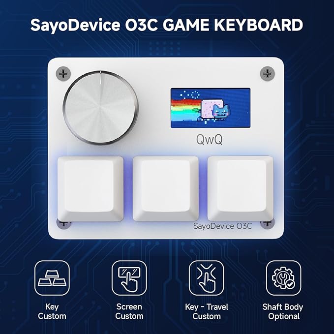 O3C Rapid Trigger Hall Effect Keyboard Suitable for OSU and Geometry DashRhythm Game Macro Keypad with Magnetic Linear Switches (White, Outemu Pink Switch)