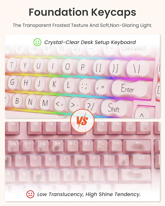 EWEADN V102 Wired Keyboard, 98 Keys Creamy Gaming Keyboard with Number Pad, Display Screen & Media Knob RGB Silent Wired Cute Computer Keyboard for Laptop PC Gamer - Pink