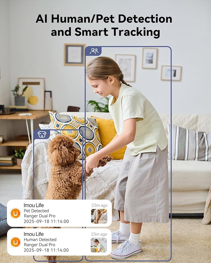 Imou 6MP Security Camera Indoor, Dual-Len 360°Pan-Tilt Baby Monitor Pet Camera for Home Security, 2.4/5GHz WiFi, Work with Alexa & Google Home, Color Night Vision, Human/Pet Detection, No Monthly Fees