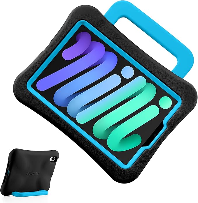 Kids Case for iPad mini 7 (A17 Pro) 2024 /iPad Mini6 2021, Light Weight Heavy Duty/Shockproof/Drop Proof with Handle/Kickstand, Child Friendly Cover for iPad mini 7th/6th Gen 8.3inch (Black)