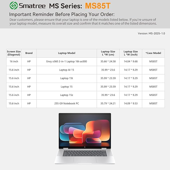 Smatree MS85T Hard EVA Protective Sleeve Case with Stand Compatible for 16inch HP Envy x360 2-in-1 16t-ac000, for 15.6inch HP255 G9 Notebook PC/HP Laptop 15/15t, Laptop Cover with Stand, Green