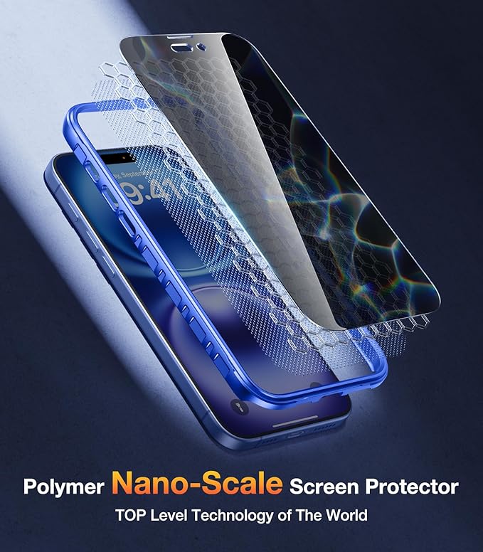 Diaclara Magnetic Designed for iPhone 16 Case, Full Body Rugged Case with Built-in Privacy Touch Sensitive Anti-Scratch Screen Protector, Upgraded [Full Camera Protection] (Ultramarine)