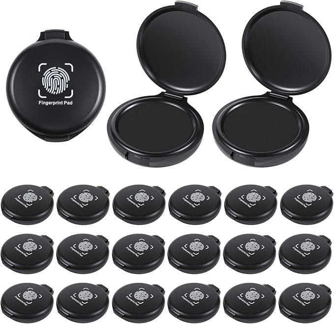 SHENLIU 20Pack Fingerprint Ink Pads, Portable Quick Dry Thumbprint Ink Pad Mini Black Stamp Ink Pads for Notary Supplies Identification Security ID Fingerprint Cards Home Office Law Enforcement, Black