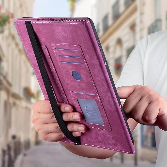 Case for iPad Pro 11 Inch (M5/M4) 2025/2024, Auto Wake/Sleep Slim PU Leather Folio Cover with Multi-Angle Stand and Pen Holder, Rose