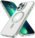 Hython Magnetic Clear for iPhone 13 Pro Case with Camera Lens Protector [Compatible with MagSafe] Luxury Plating Edge Slim Soft TPU Cover Protective Phone Case for iPhone 13 Pro 6.1", Matte Mint