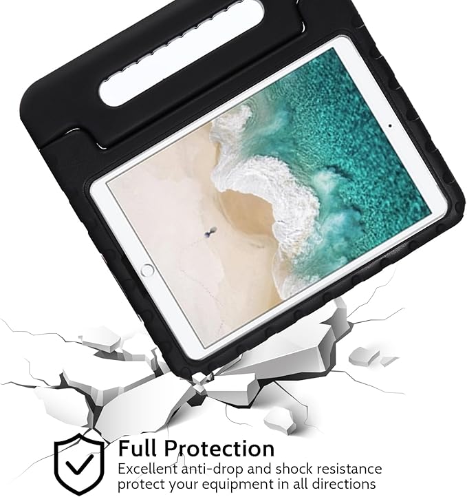Dteck Kids Case for iPad 10.2 - Shockproof Rugged EVA Handle Stand Child Proof Case for iPad 9/8/7 Generation, Black