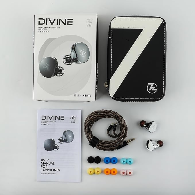 Linsoul 7Hz x Crinacle: Diablo/Divine in-Ear Monitors, 14.5mm Planar Magnetic Driver IEM,HiFi Earbuds with Detachable 2 Pin Single Crystal Copper Cable,Earphone for AudiophileDivine, Silver