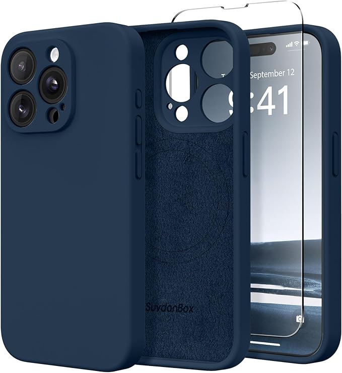 Magnetic for iPhone 15 Pro Case, Compatible with MagSafe, [Full Camera Protection][Screen Protector] Silicone Shockproof Protective Phone Case for iPhone 15 Pro 6.1", Cobalt Blue