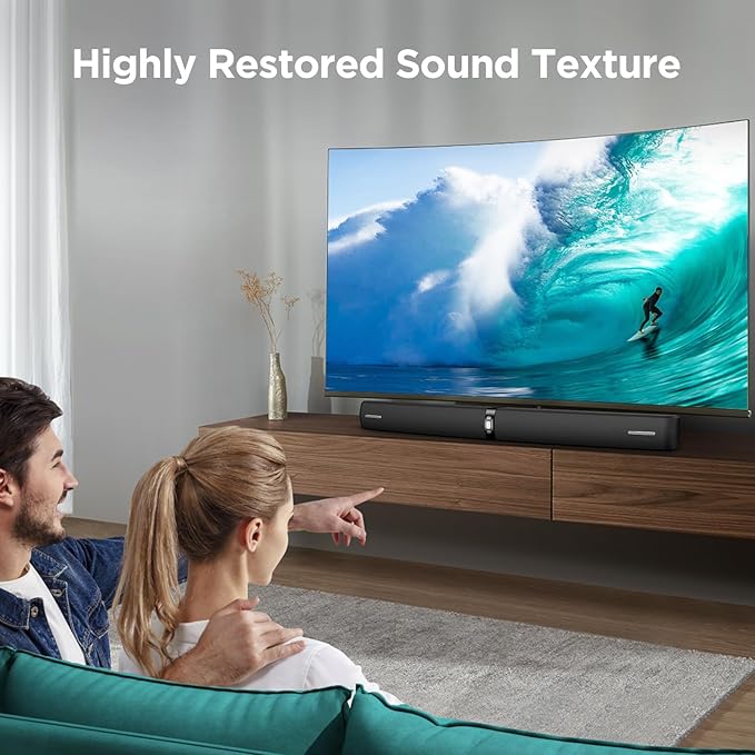 Sound Bar for Smart TV,90W Soundbar with Bluetooth/ARC/Optical/AUX Connect, Auto Volume Boost, 3 Customizable Equalizer Modes, 2 in 1 Detachable Soundbar for TV/PC/Gaming/Projectors
