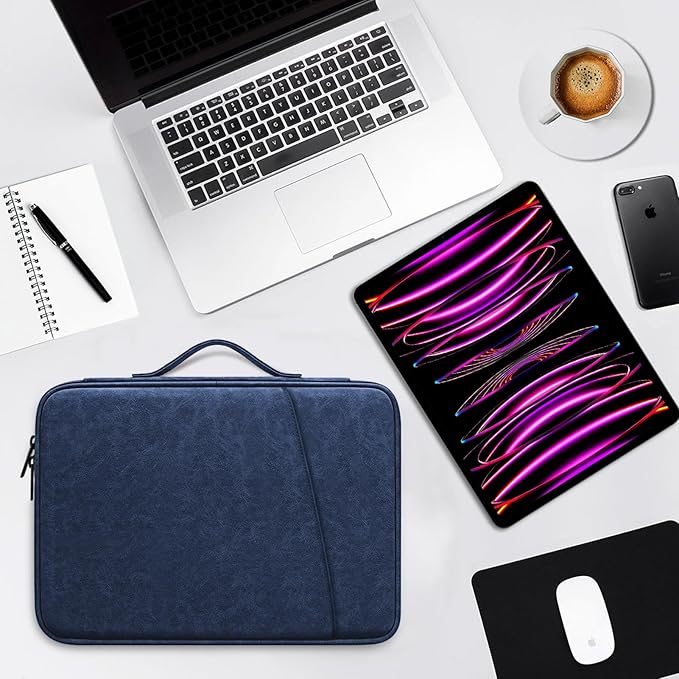 DTTO Tablet Sleeve Bag for New 13 Inch iPad Pro M4/iPad Air M2 2024, 12.9 Inch iPad Pro 6/5/4/3, 12.4 Inch Galaxy Tab S8+/S9+/S9 FE+, Surface Pro 9/8, Waterproof Travel for iPad Case Bag, Navy Blue