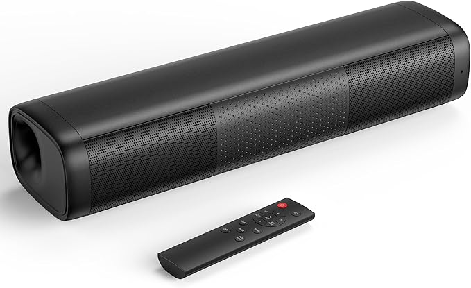 Saiyin Sound Bar for Smart TV, 11.7-inch Soundbar with Bluetooth 5.3/Optical/Auxiliary Inputs, Small Size & Big Power, 48W Peak Power Compact Sound Bar for TV, PC, Gaming, and Projectors
