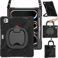 BRAECN Case for iPad Pro 13 Inch M5 2025 / M4 2024, Heavy Duty Rugged Silicone Cover with Built-in Pencil Holder, Shoulder Strap, 360° Rotating Handle Grip, Stable Kickstand for iPad Pro 13”, Black