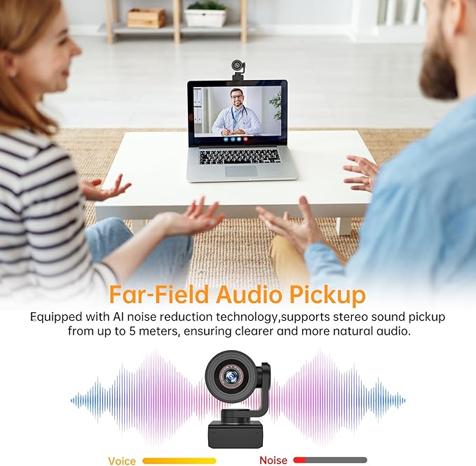 MT-VIKI 4K AI PTZ Webcam, Auto Tracking Gesture Control Camera, 1080P 60fps, 92° Wide Angle, 330° Pan 180° Tilt, TOF 0.2s Fast Focus, Dual Mic, USB-C for Streaming Meeting Online Class